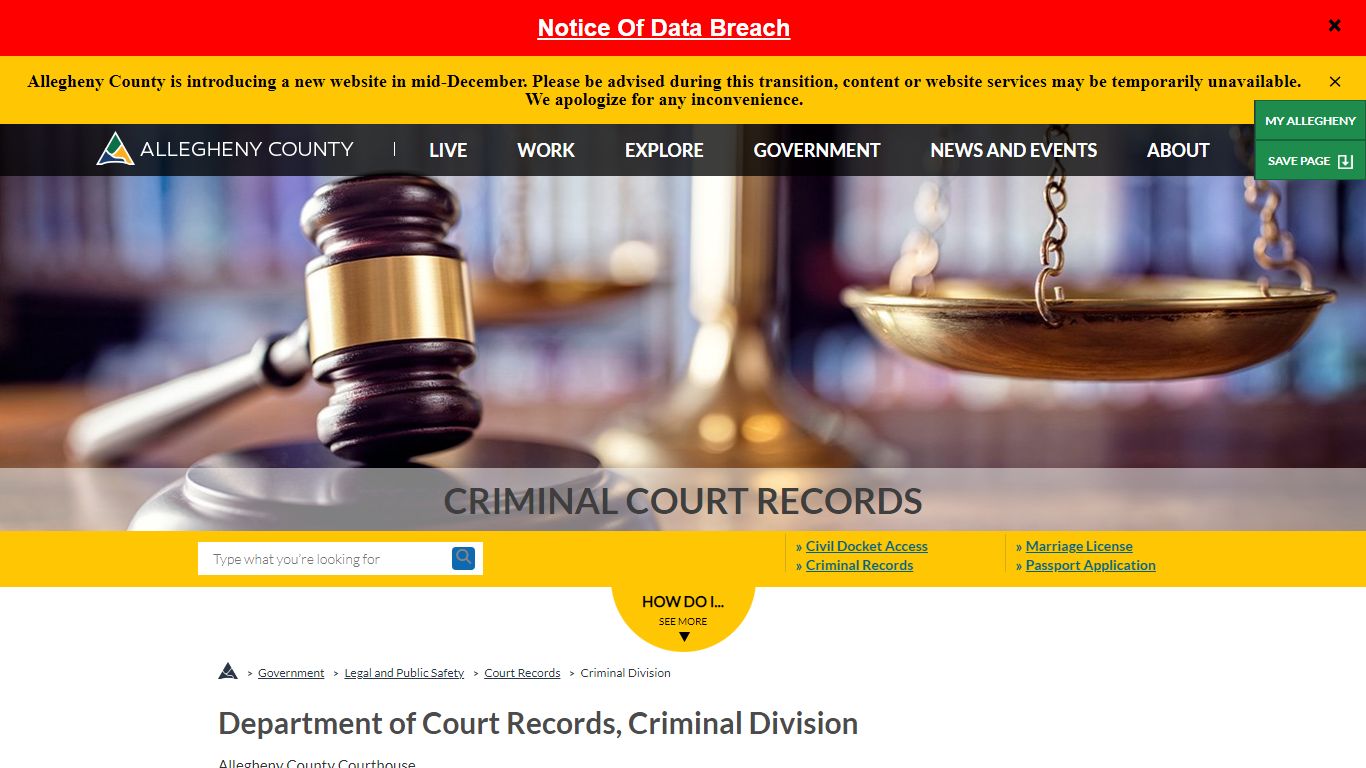 Criminal Court Records | Home | Allegheny County