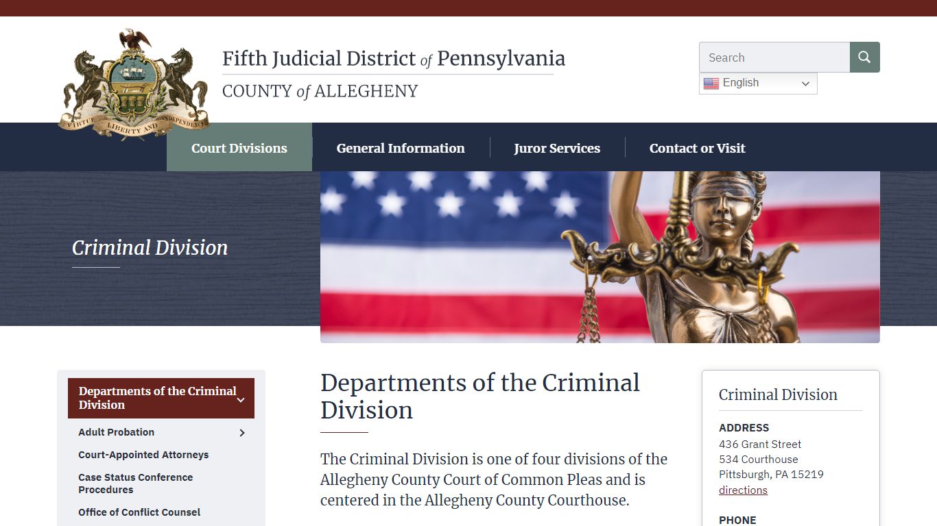 Departments of the Criminal Division - Fifth Judicial District of ...