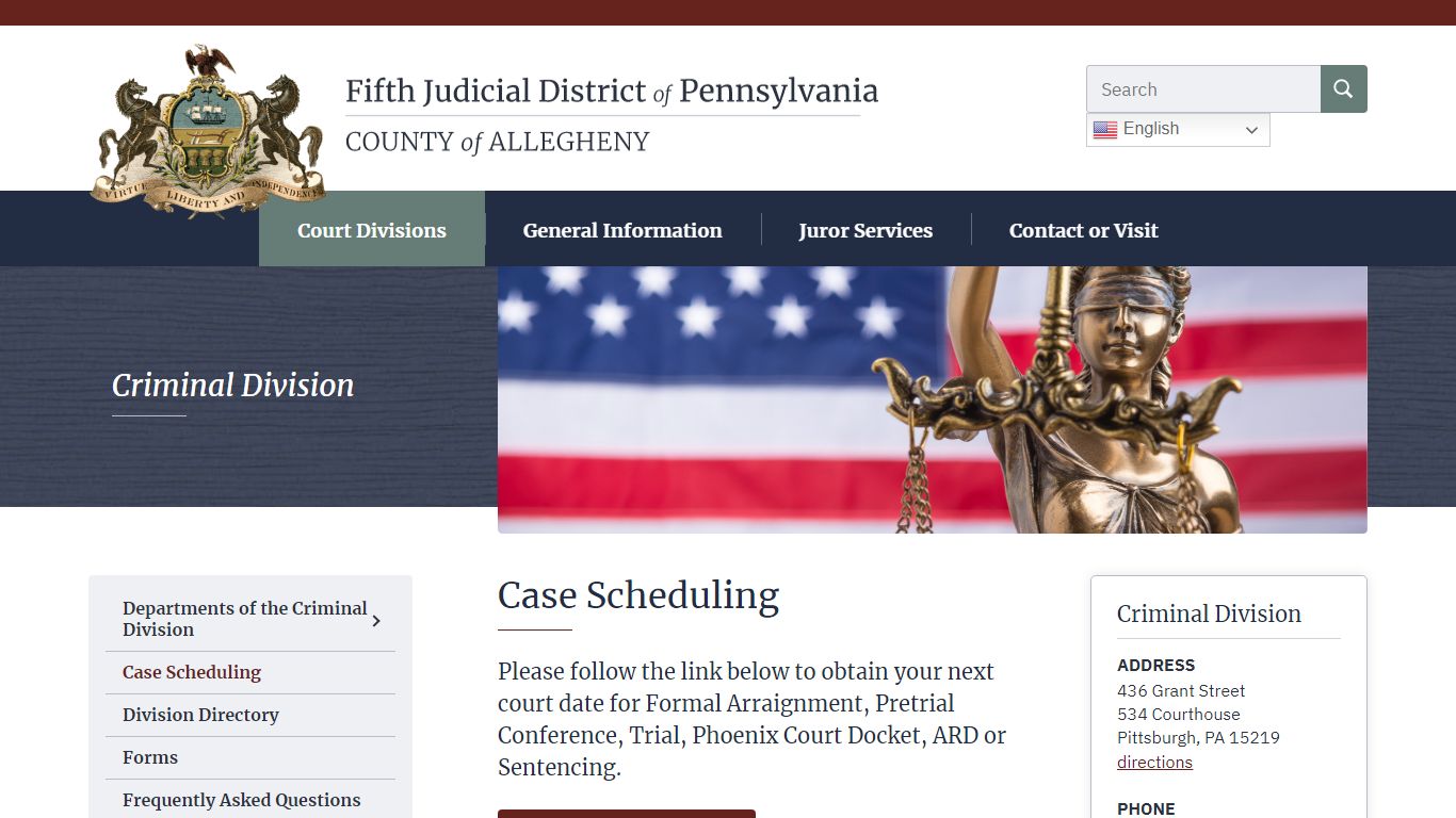 Case Scheduling - Fifth Judicial District of Pennsylvania